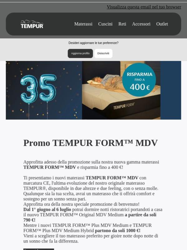 Scopri la nuova gamma TEMPUR FORM™ MDV!