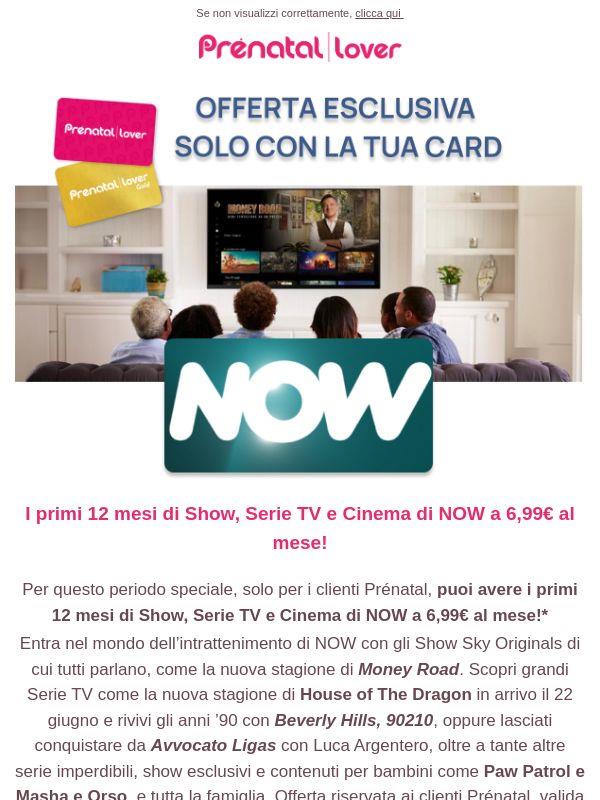 I primi 12 mesi di Show e Serie TV di NOW, a soli 6,99€ al mese