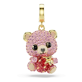 Charm Idyllia, Taglio misto, Orsetto, Rosa, Placcato color oro