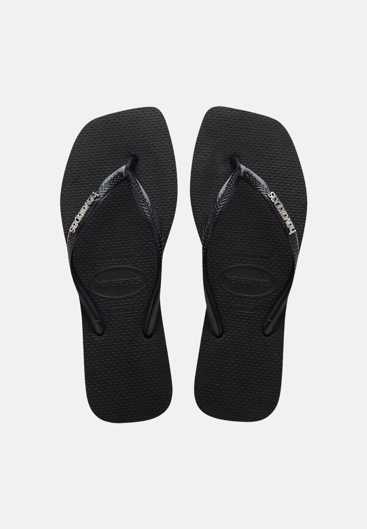 Image of HAVAIANAS Infradito Square Logo Metallic neri da donna
