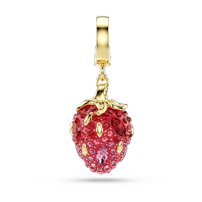 Charm Idyllia, Taglio misto, Fragola, Rosso, Placcato color oro