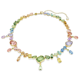 Collana Gema, Taglio misto, Cristalli pendenti, Multicolore, Placcato color oro