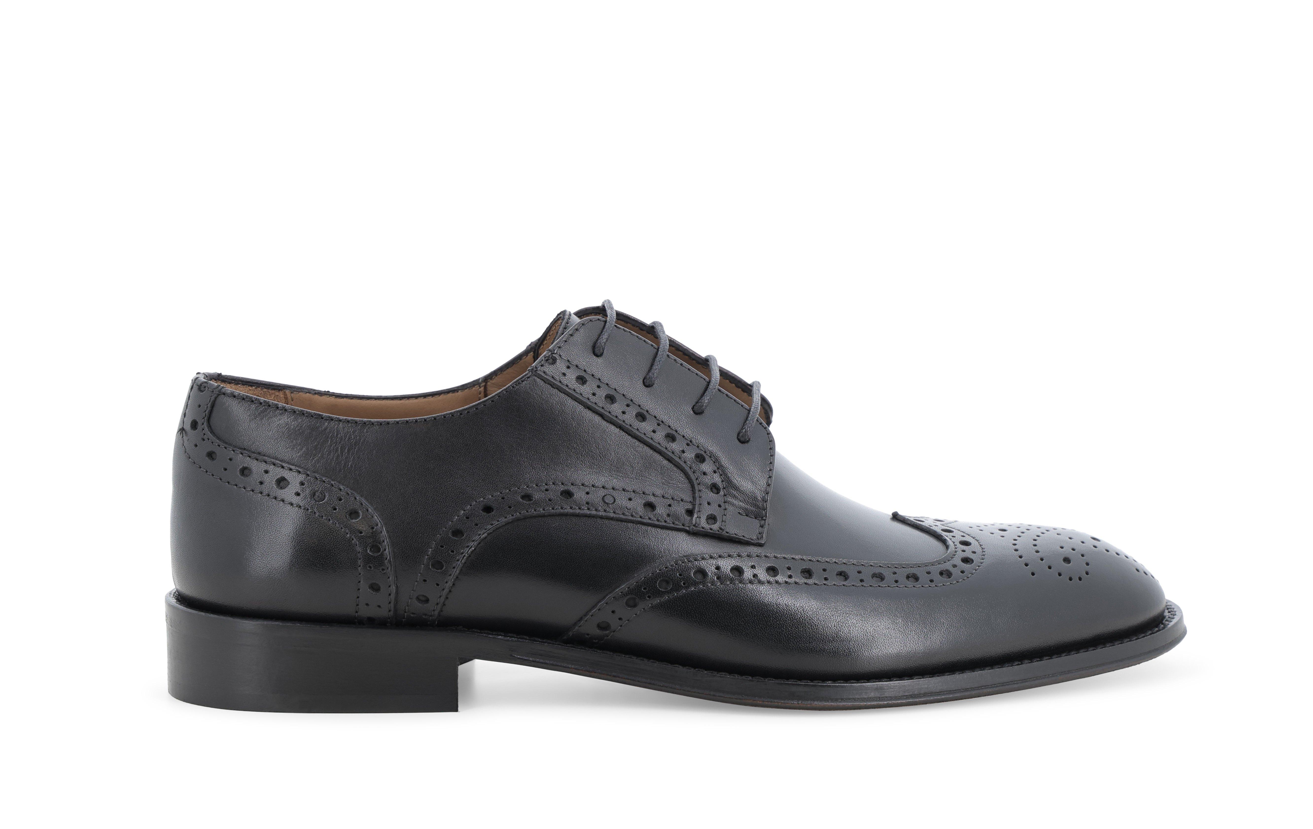 Scarpa elegante francesina stringata tipo brogue in pelle nera u90633