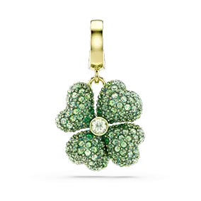 Charm Idyllia, Quadrifoglio, Verde, Placcato color oro