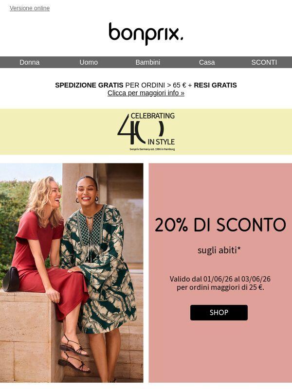 20% di sconto sugli abiti 💃