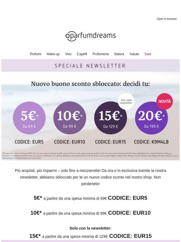 🔓 Nuovo codice sconto sbloccato: solo fino alle 23:59!