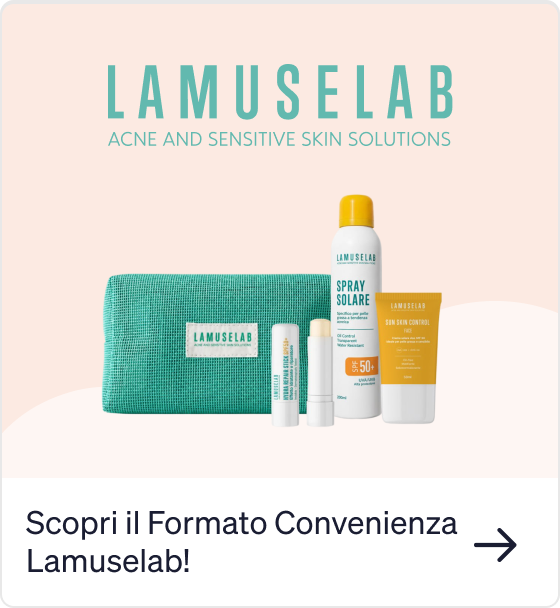 LAMUSELAB acne and sensitive skin travel kit: SPF50 spray, skin control cream, two lip balms and teal pouch