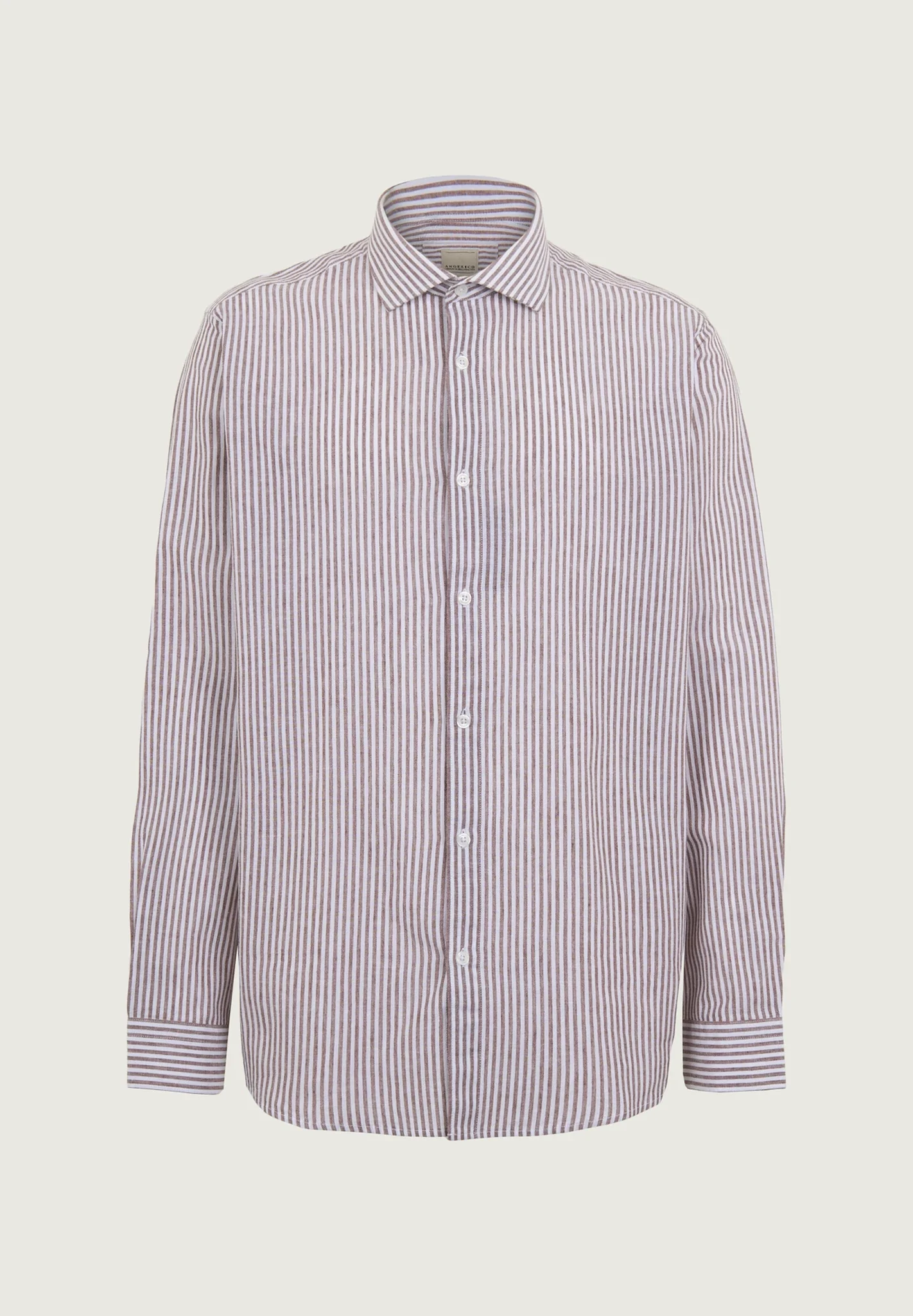 Image of Camicia moro bianca bacchettina lino cotone custom fit