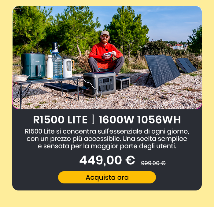 R1500 LITE Centrale Elettrica Portatile 1600W 1056Wh LiFeP04 Batteria