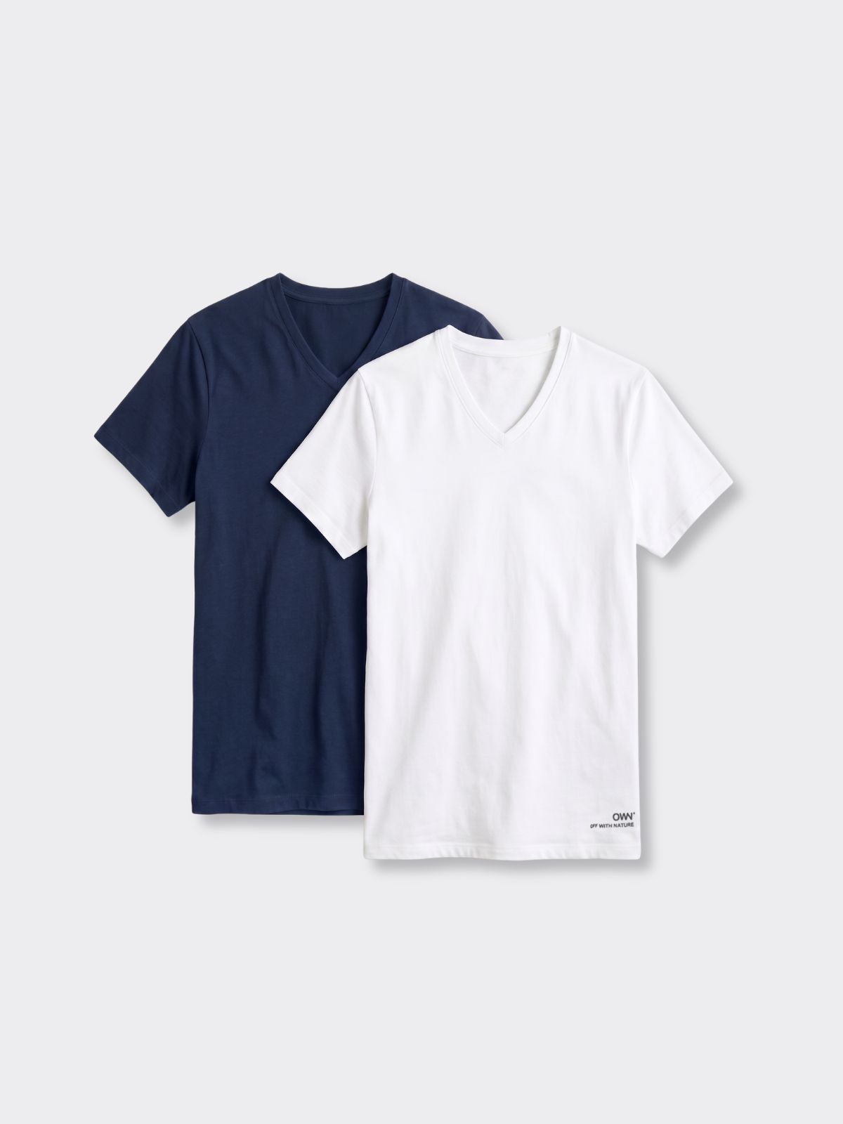 T-Shirt Scollo a V Elasticizzata Blu e Bianco - Set da 2