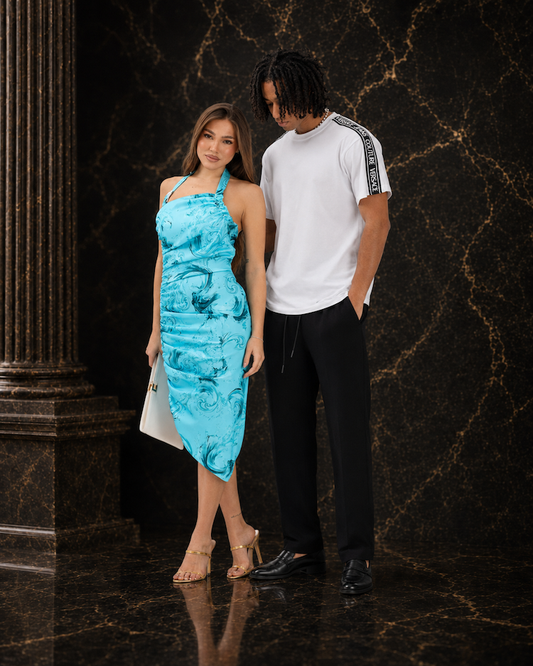 VERSACE JEANS COUTURE Abito midi azzurro 