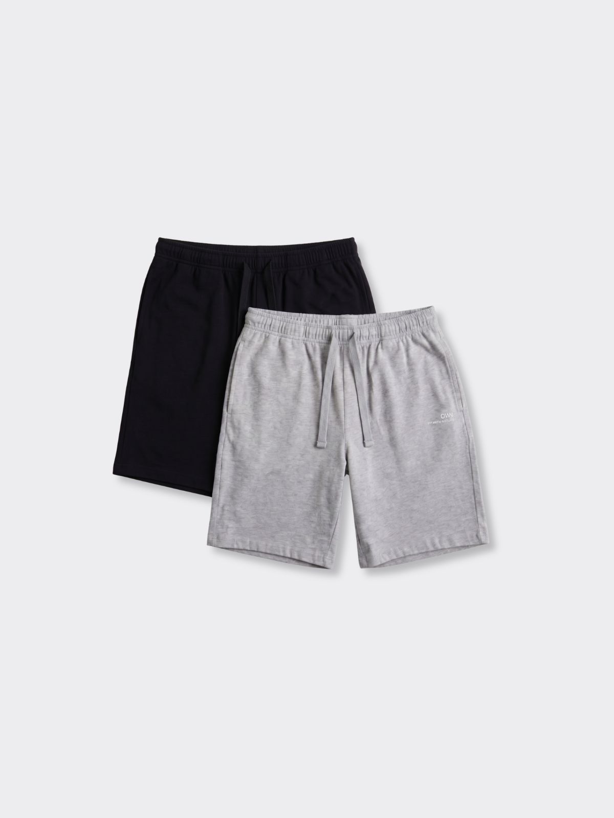 Pantaloncino in Jersey Nero e Grigio Chiaro Melange - Set da 2