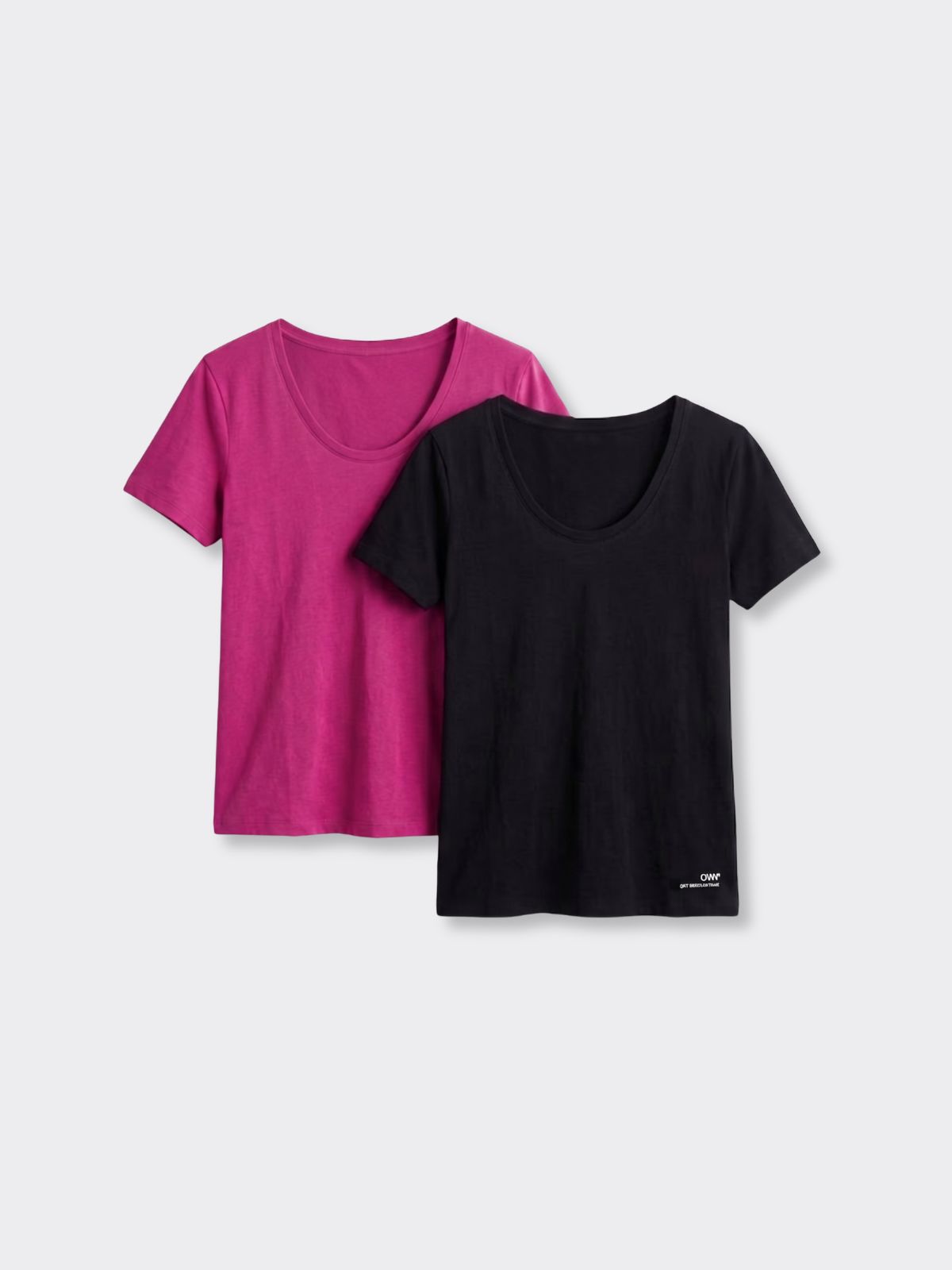 T-Shirt Scollo Profondo Fucsia e Nero - Set da 2
