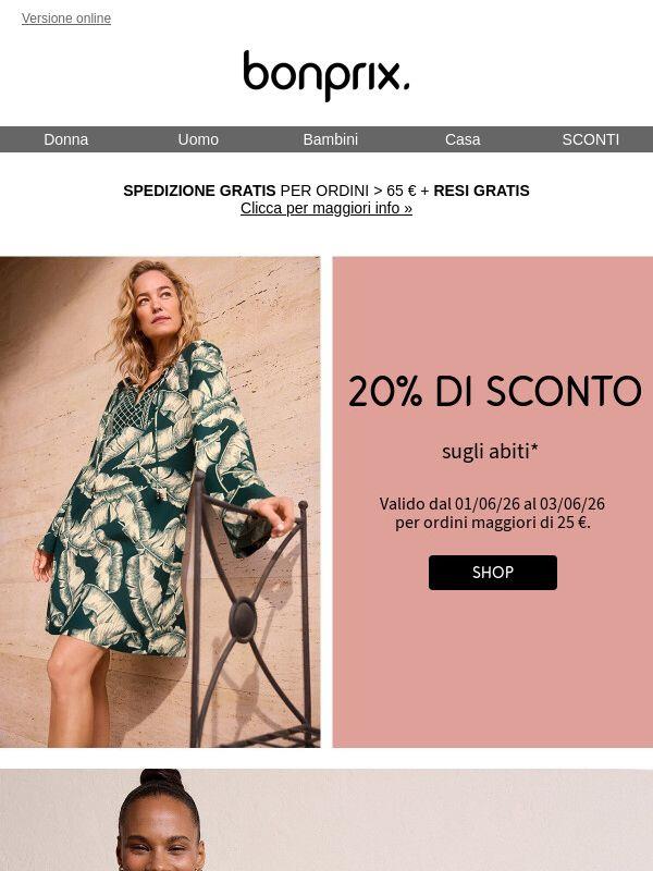 Ultimo giorno: 20% di sconto sugli abiti