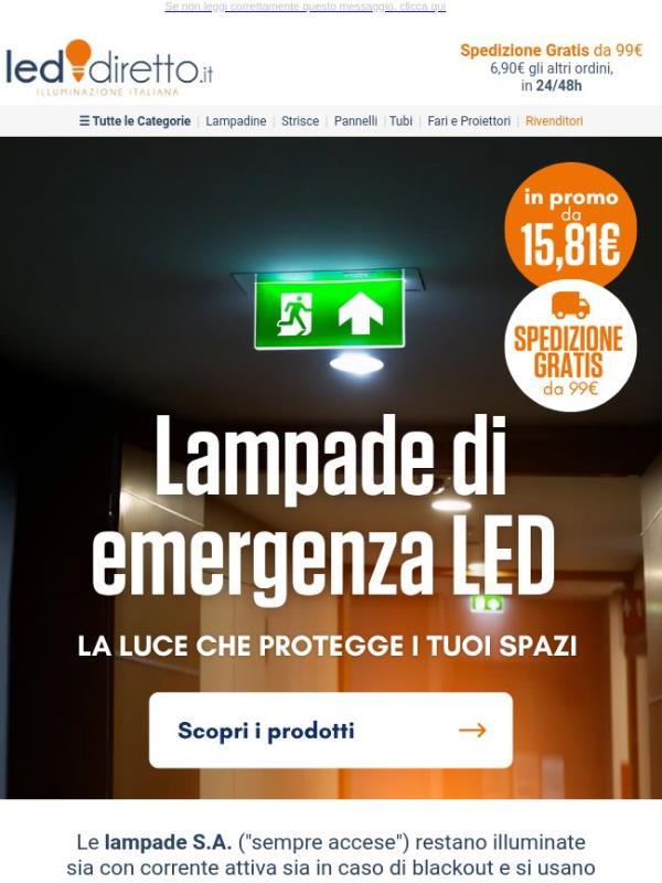 🚨Lampade di Emergenza LED: Certificate e Garantite da € 15,81