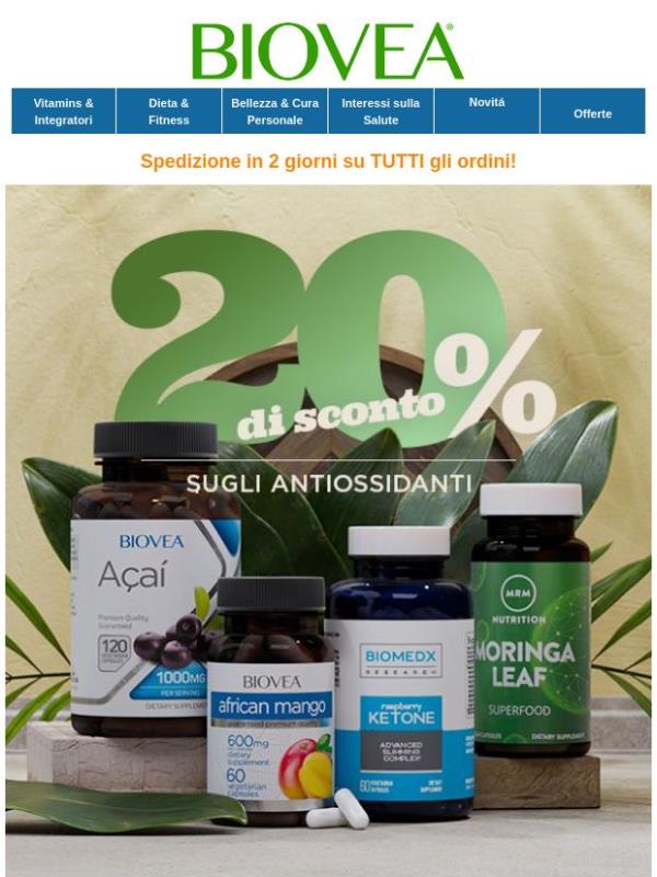 Risparmiate il 22% sugli Antiossidanti! Solo per due giorni!