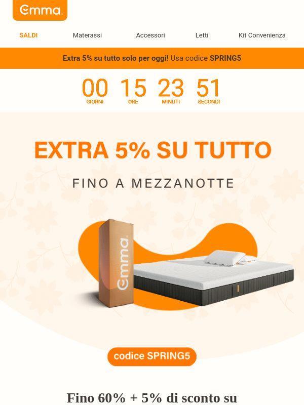 Termina a mezzanotte! Fino al 60% + extra 5% su tutto 🔥