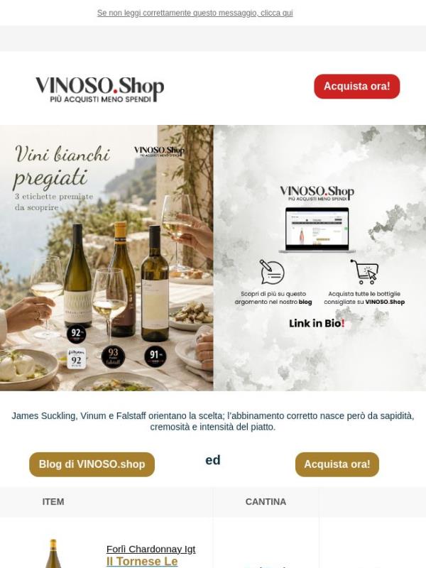 🥇 VINOSO | Scegli Vini bianchi Pregiati:  James Suckling e Falstaff orientano la scelta