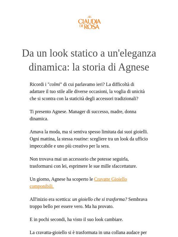 Da un look statico a un'eleganza dinamica: la storia di Sara
