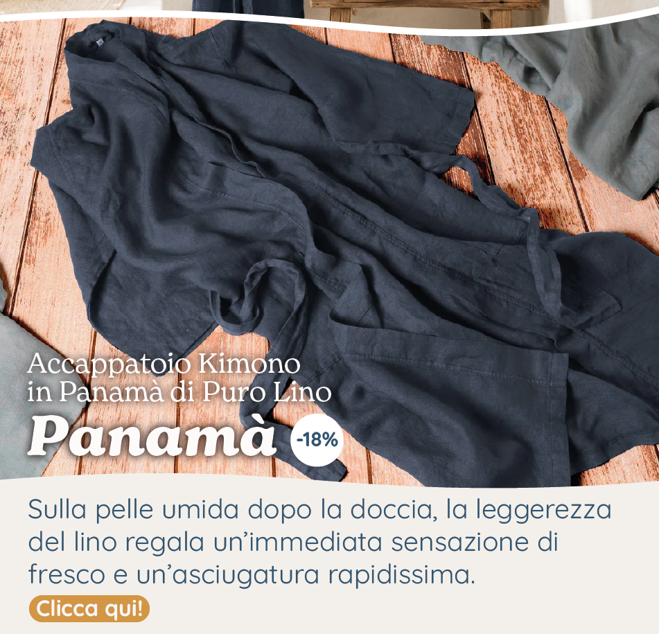 Accappatoio Kimono in Panamà di Puro LINO - Panamà