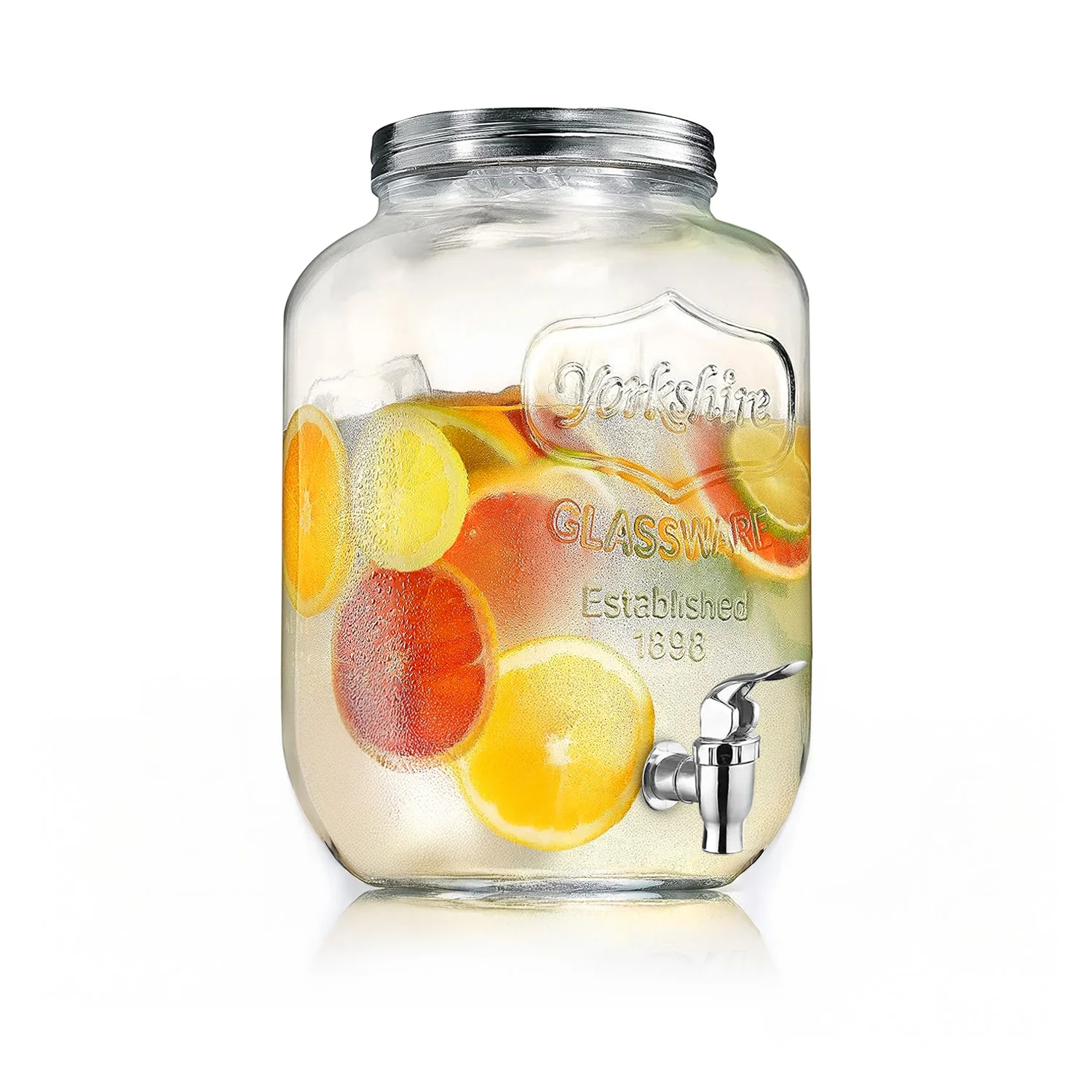 Image of Dispenser in Vetro 4L con Rubinetto per Acqua, Succhi, Tè e Bevande Fredde