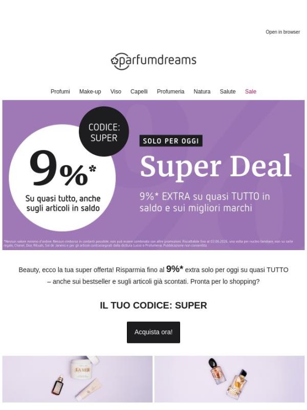 9% EXTRA su quasi TUTTO in saldo & sui migliori marchi