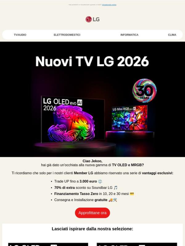 ⏳ Non farti scappare i nuovi TV LG 2026!