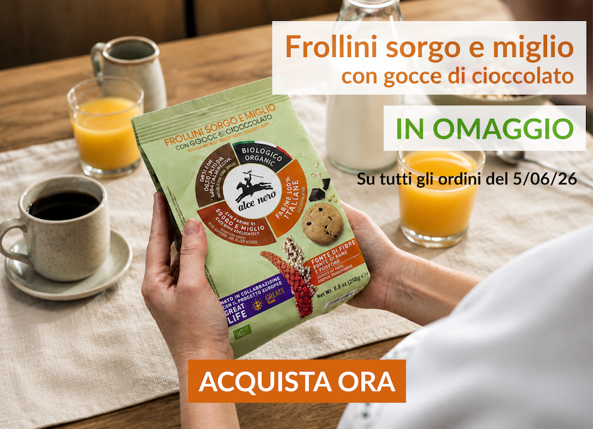 Frollini di sorgo e miglio con gocce di cioccolato in omaggio con tutti gli ordini del 5/06/26