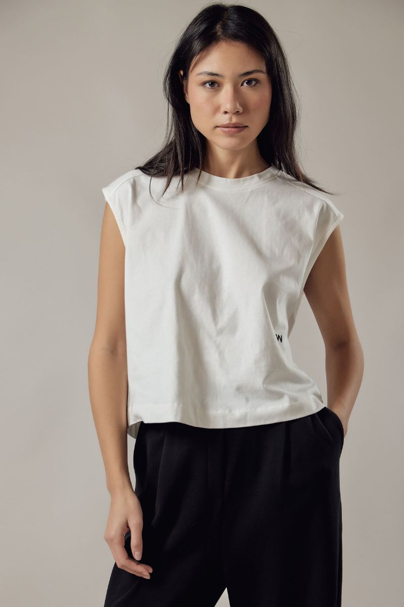 T-Shirt Smanicata Loose Fit Off White
