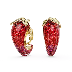 Orecchini a clip Idyllia, Rossi, Placcato color oro