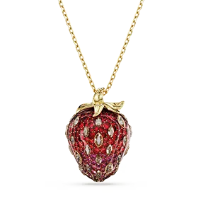 Pendente Idyllia, Taglio misto, Fragola, Rosso, Placcato color oro