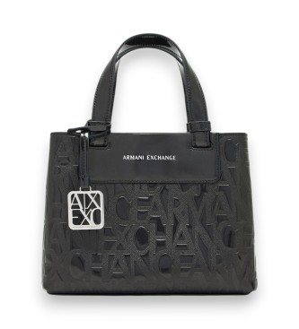 Borsa shopper con design in rilievo e ciondolo rimovibile nero