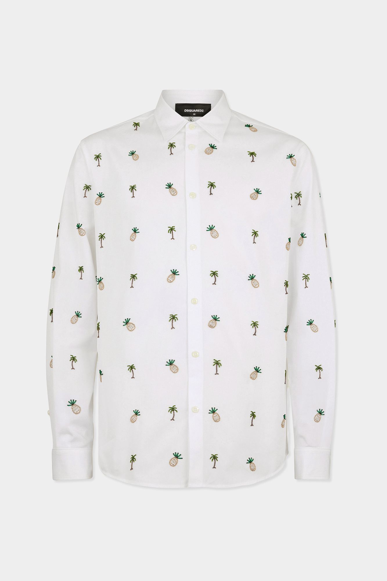Pineapples and Palms Embroidery Shirt