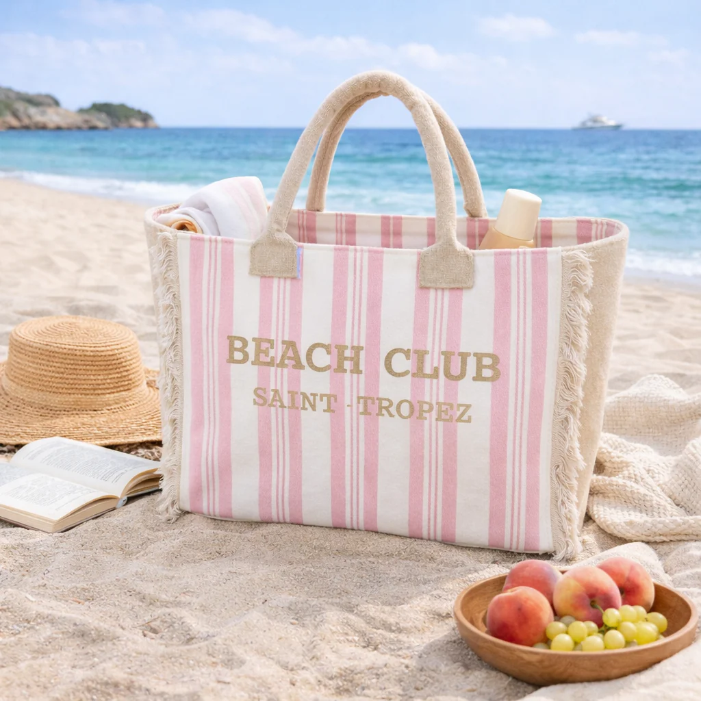 Image of Borsa Mare o Trousse in Spugna <br>di Cotone Rigato - <b>Beach Club