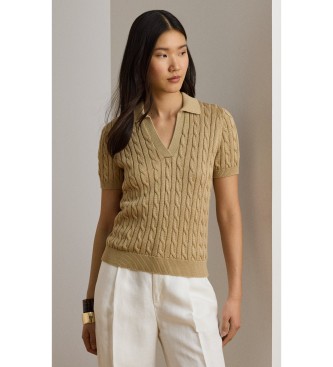 Maglione di cotone a trecce beige