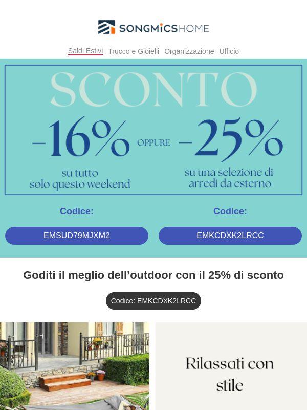 Grandi Sconti: -16% su tutto il sito e -25% sui migliori prodotti outdoor!