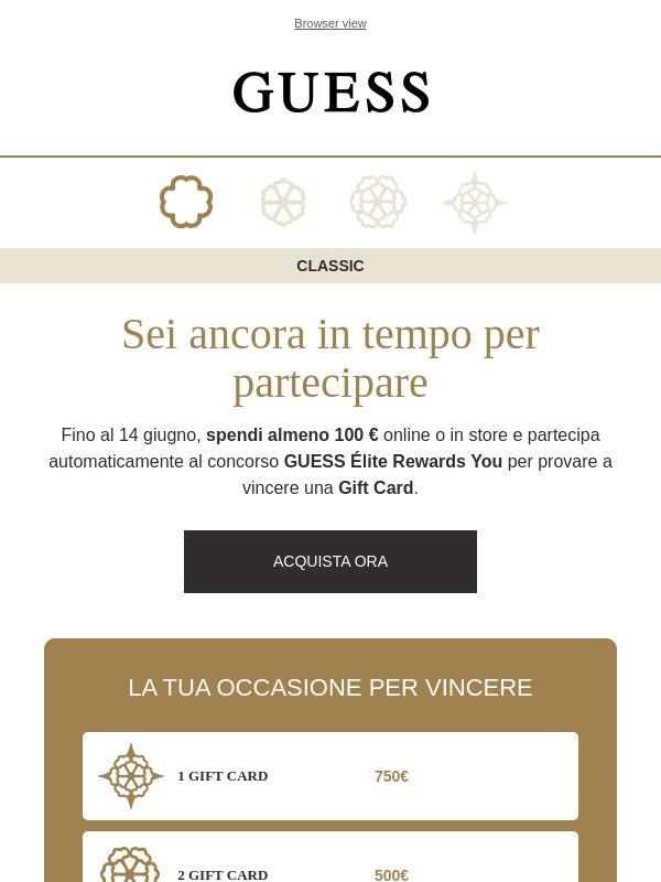 Hai ancora tempo per vincere una Gift Card GUESS