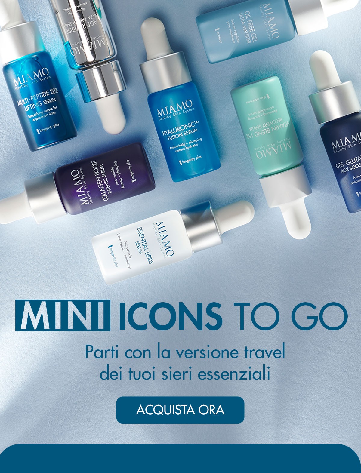 mini icons to go, travel size dei tuoi sieri essenziali