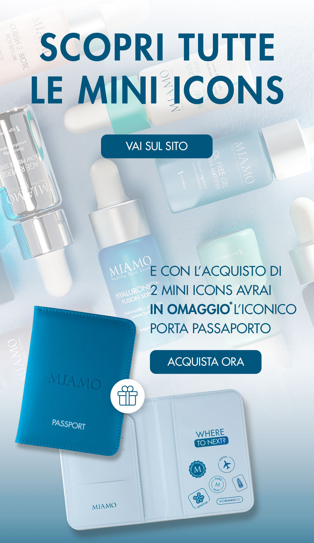 in omaggio con due mini icons l'iconico porta passsaporto 