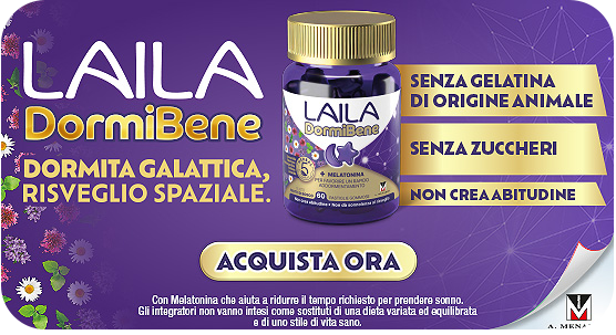 “Prodotti Blephaderm e Blephaclean PF per la cura e l’igiene delle palpebre su sfondo colorato. Testo: ‘Palpebre irritate, secche e sensibili? Scopri Blephaderm’ con pulsante ‘Acquista ora’.” “Confezione di integratore Laila DormiBene su sfondo viola con motivi floreali. Testo: ‘Dormita galattica, risveglio spaziale’. In evidenza: senza gelatina di origine animale, senza zuccheri e non crea abitudine. Pulsante ‘Acquista ora’.” “Prodotti Blephaderm e Blephaclean PF per la cura e l’igiene delle palpebre su sfondo colorato. Testo: ‘Palpebre irritate, secche e sensibili? Scopri Blephaderm’ con pulsante ‘Acquista ora’.” “Confezione di integratore Laila DormiBene su sfondo viola con motivi floreali. Testo: ‘Dormita galattica, risveglio spaziale’. In evidenza: senza gelatina di origine animale, senza zuccheri e non crea abitudine. Pulsante ‘Acquista ora’.”