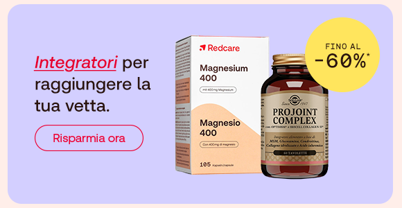 “Integratori Magnesio 400 Redcare e ProJoint Complex con offerta fino al -60%. Testo: ‘Integratori per raggiungere la tua vetta’ e pulsante ‘Risparmia ora’.” “Integratori Magnesio 400 Redcare e ProJoint Complex con offerta fino al -60%. Testo: ‘Integratori per raggiungere la tua vetta’ e pulsante ‘Risparmia ora’.”