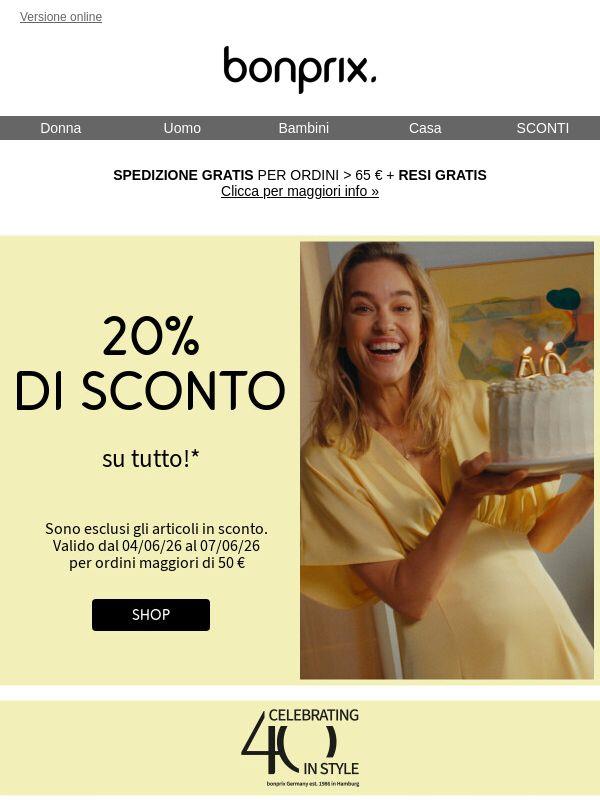 Solo per oggi ancora: -20% su tutto 🥳