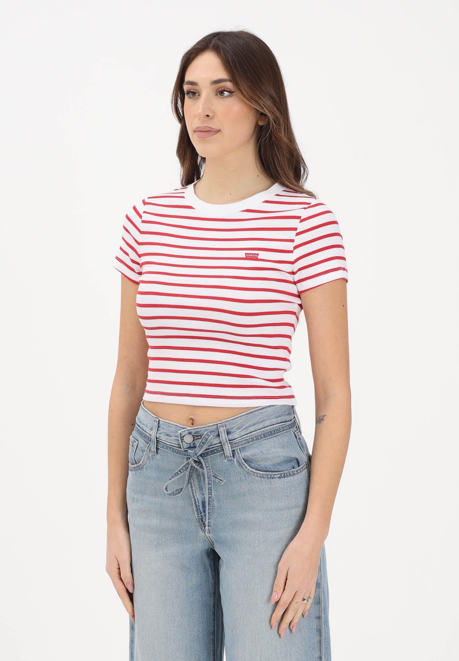 Image of LEVI'S T-shirt a manica corta The Perfect bianca e rossa da donna