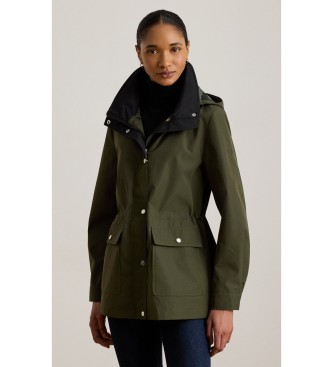 Anorak con collo a imbuto e cappuccio verde