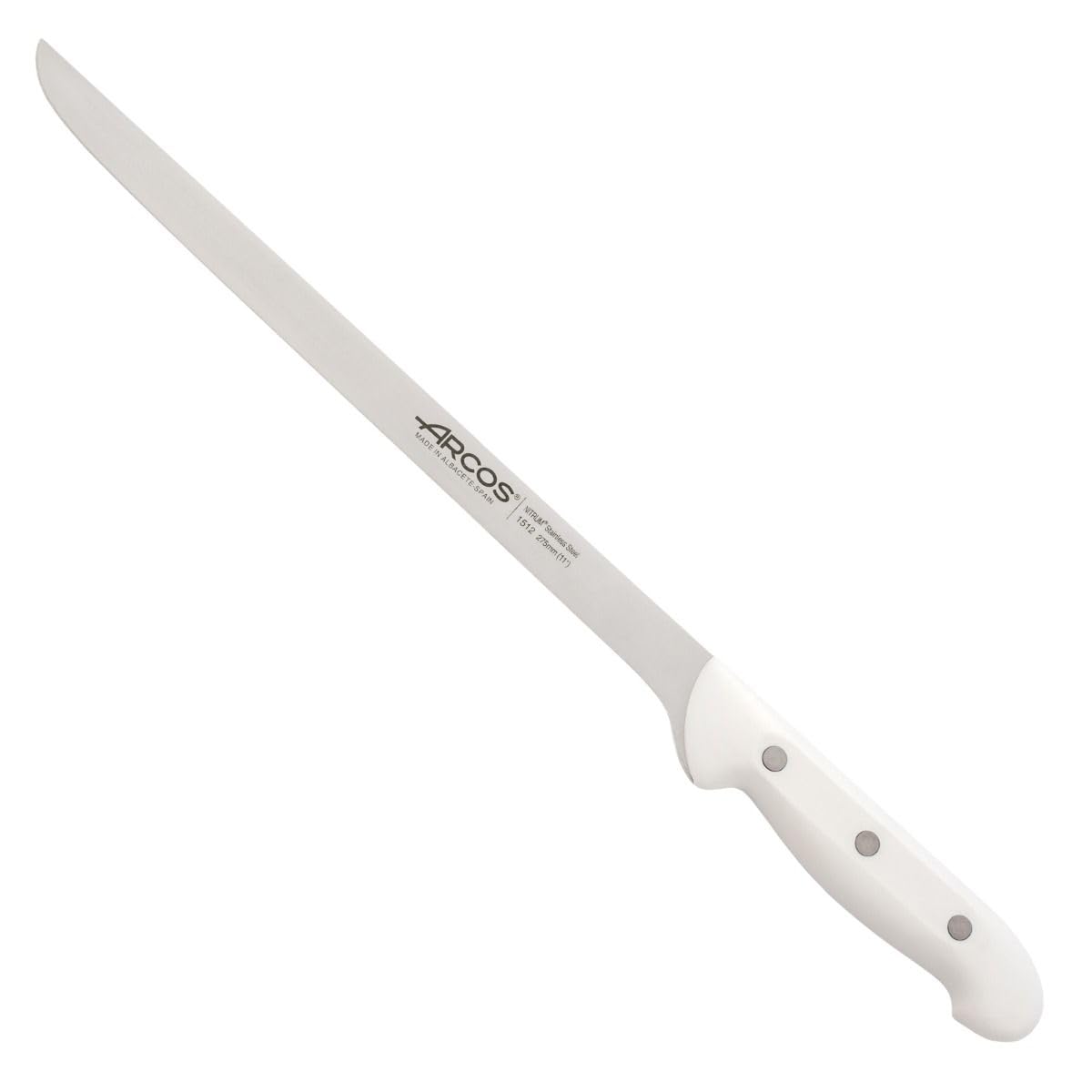 coltello prosciutto arcos con manico bianco