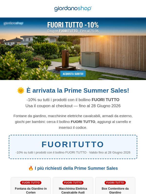 🌞 È arrivata! Prime Summer Sales: -10% con FUORITUTTO