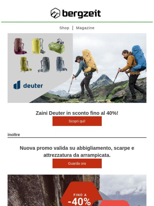 🔴Zaini Deuter in sconto fino al 40%!