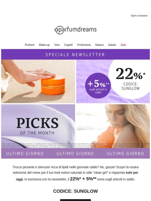 Ultima occasione: 22% + 5% su prodotti beauty più amati