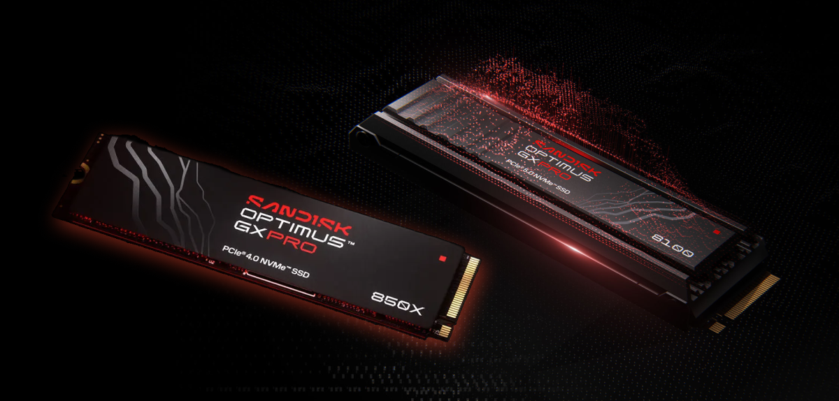 Un'unit&agrave; SSD SANDISK Optimus&trade; GX PRO 8100 NVMe&trade; e un'unit&agrave; SSD SANDISK Optimus&trade; GX PRO 850X NVMe&trade;