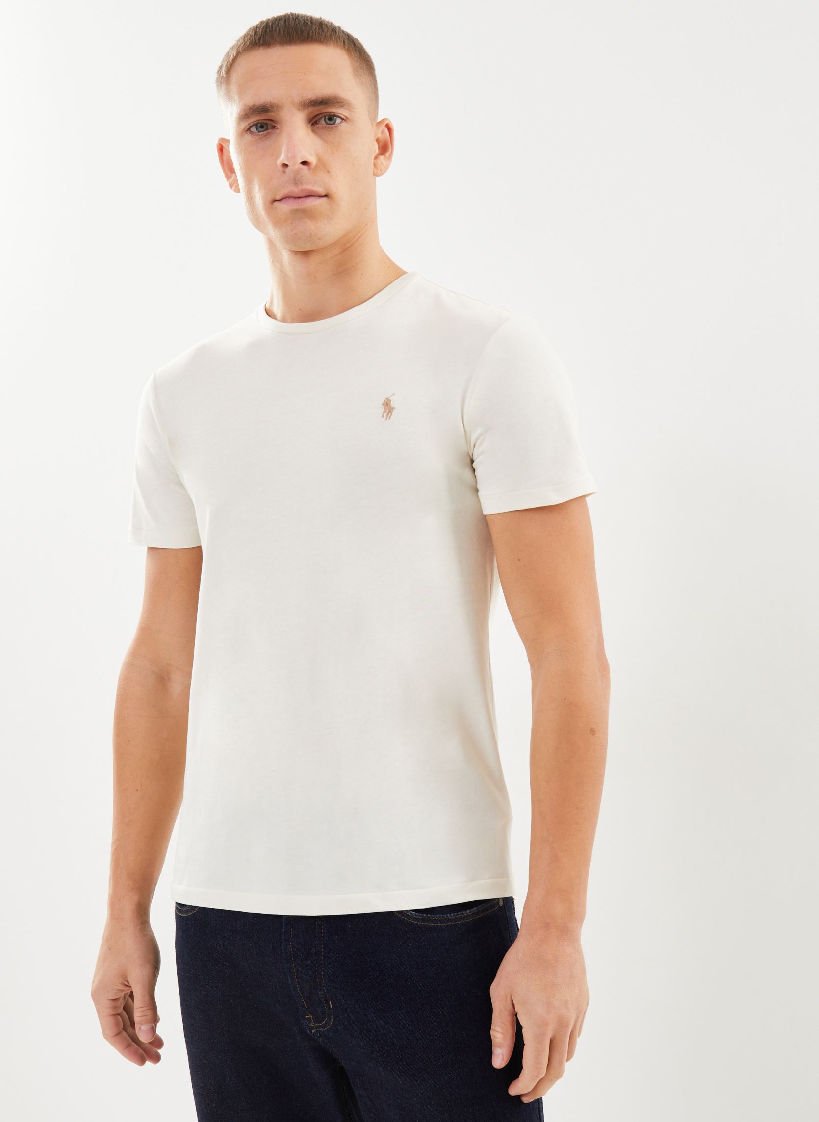 Polo Ralph Lauren Tee-shirts T-shirt ajust&eacute; &agrave; col rond en jersey 7106 homme blanc